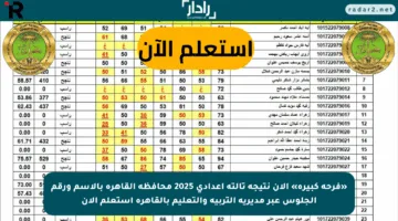 «فرحة كبيرة» الان نتيجة تالته اعدادي 2025 محافظة القاهرة بالاسم ورقم الجلوس عبر مديرية التربية والتعليم بالقاهرة استعلم الأن